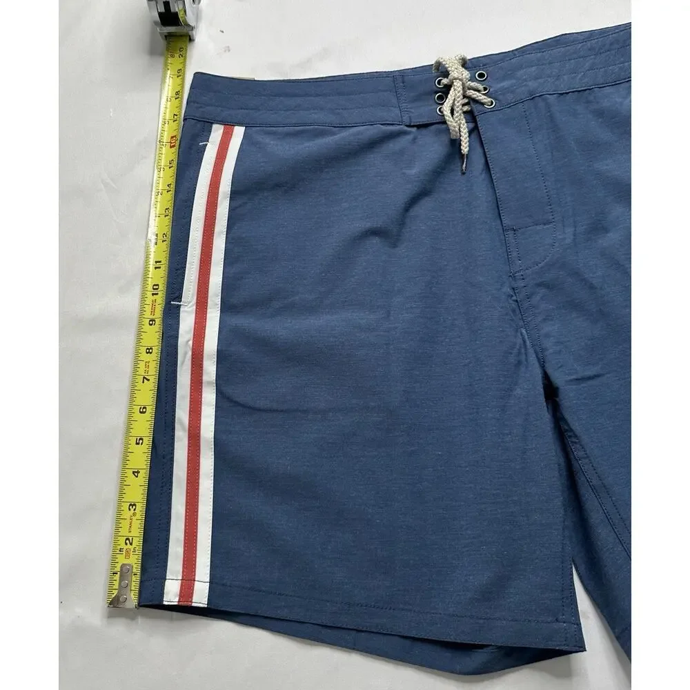 New Faherty Retro Surf Stripe 7” Boardshort Blue Red Stripe Mens 40 NWT MSRP $98